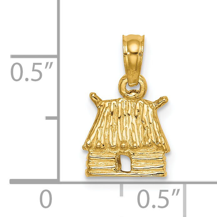 14K 3-D Bungalow Island Hut Charm-K7249