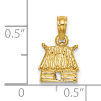 14K 3-D Bungalow Island Hut Charm-K7249