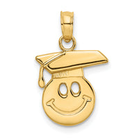 14K Polished Smiley Face w/ Graduation Cap Charm-K7250