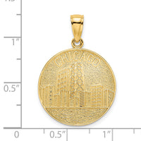 14K CHICAGO Skyline On Round Disc Charm-K7254