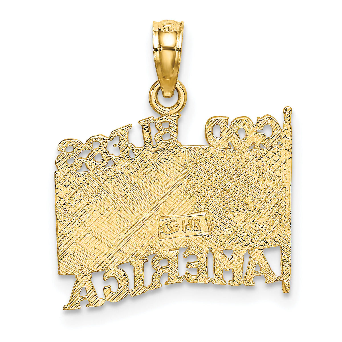 14K Polished Textured God Bless America w/ Flag Charm-K7259