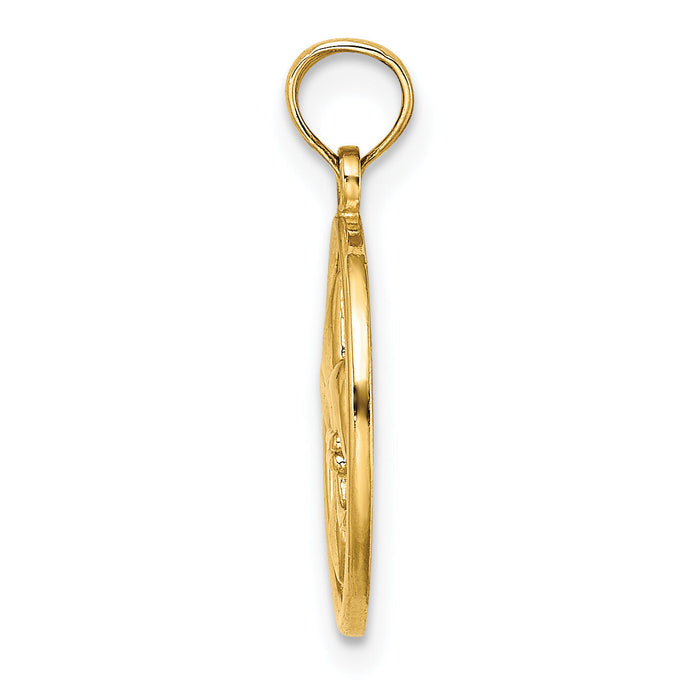 14K Fleur de Lis on Oval Disc Charm-K7260