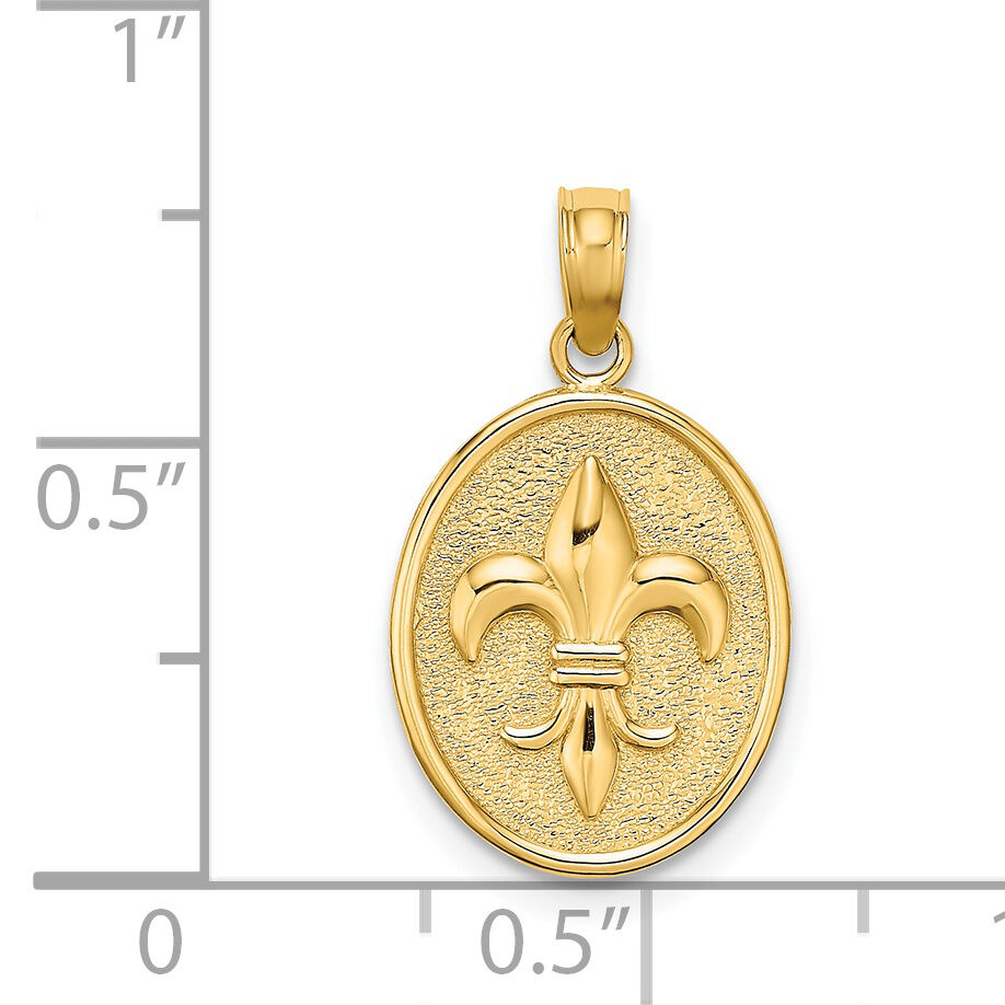 14K Fleur de Lis on Oval Disc Charm-K7260