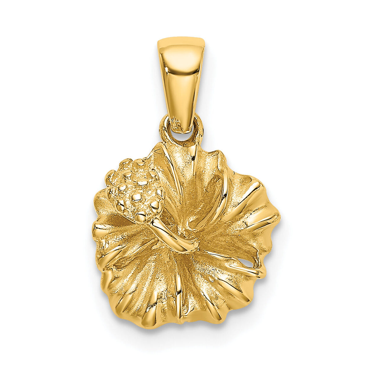 14K Textured Hibiscus Flower Charm-K7261