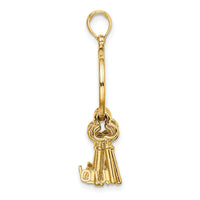 14K Moveable 3D I LOVE YOU  Key Chain Charm-K7264