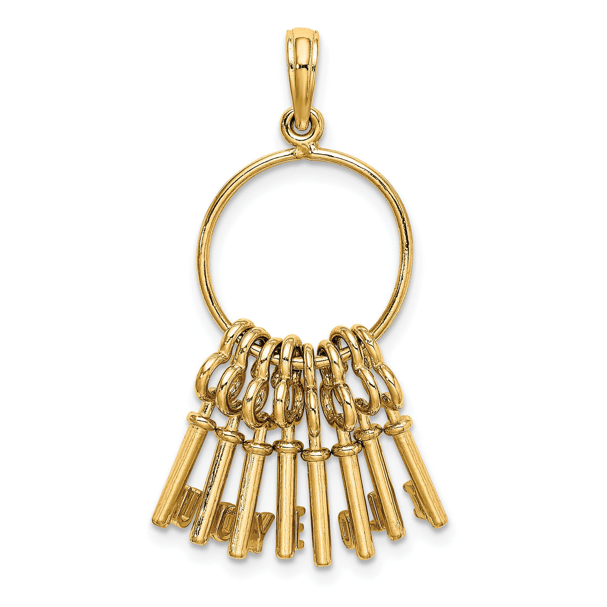 14K Moveable 3D I LOVE YOU  Key Chain Charm-K7264