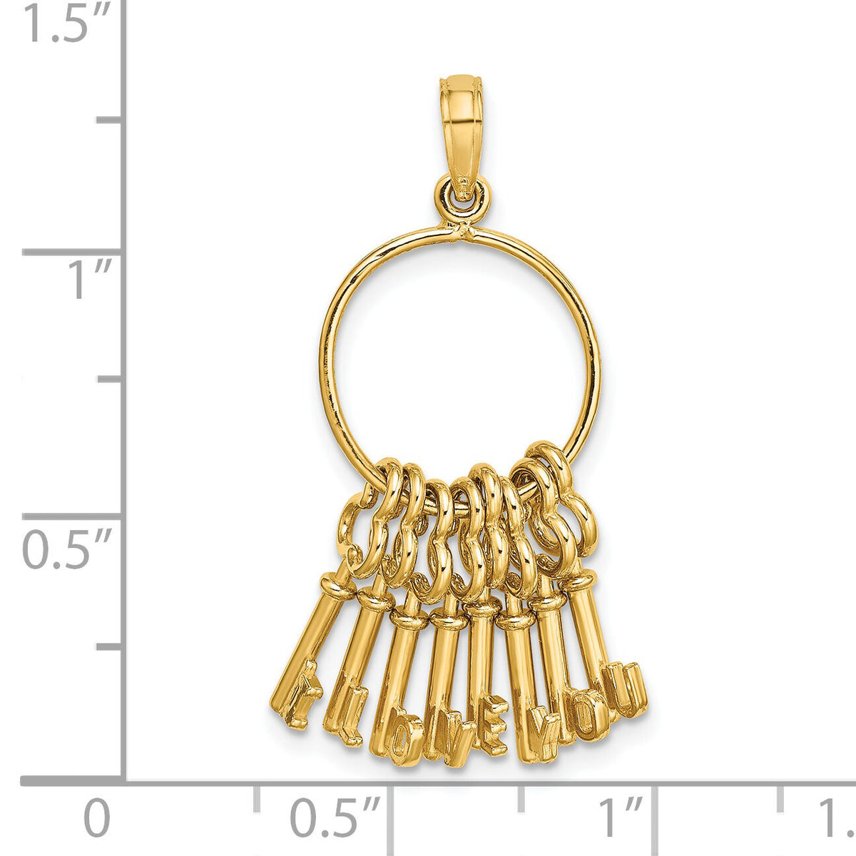 14K Moveable 3D I LOVE YOU  Key Chain Charm-K7264
