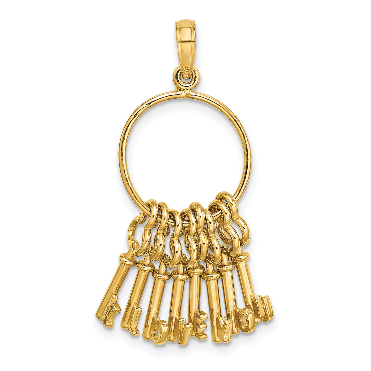 14K Moveable 3D I LOVE YOU  Key Chain Charm-K7264