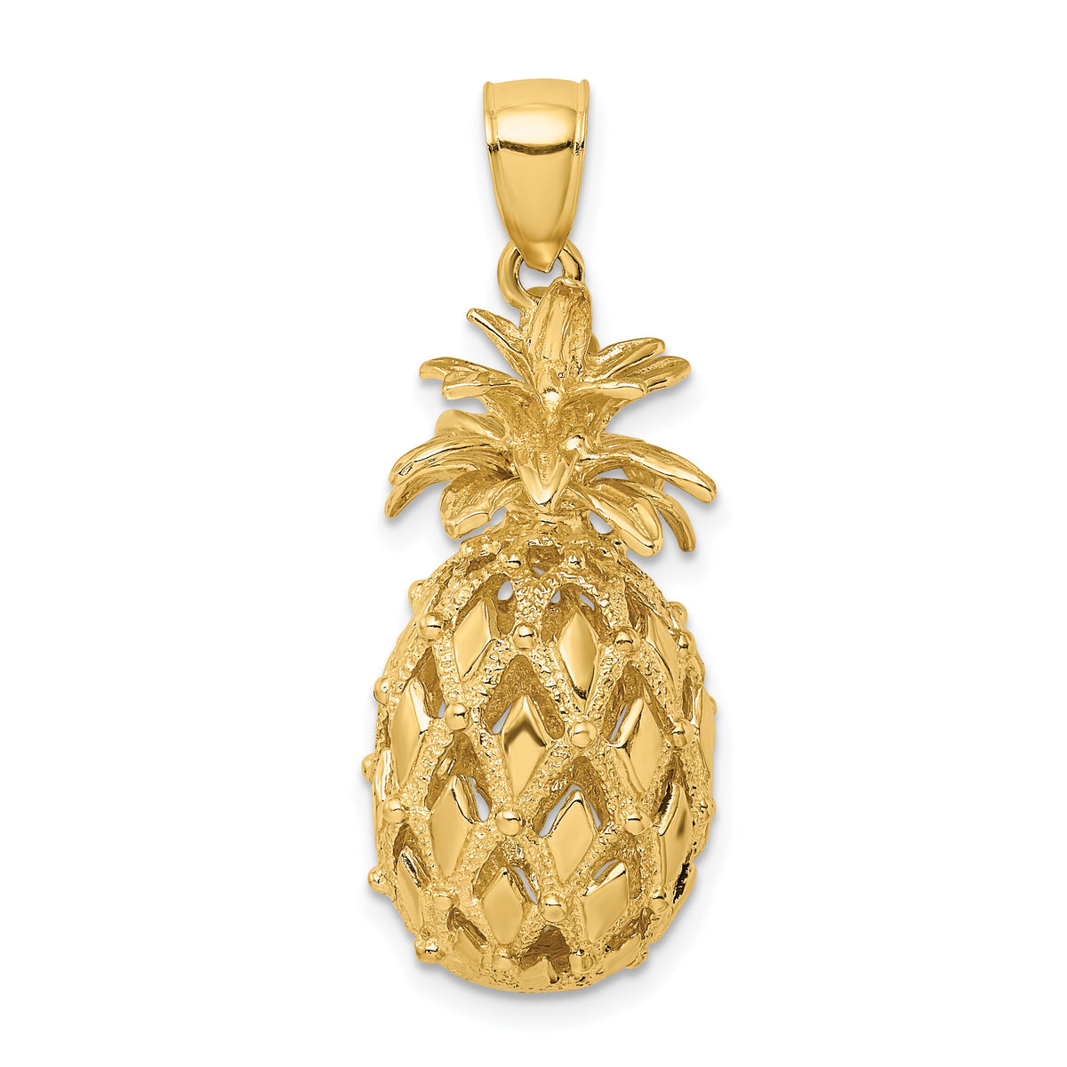 14K 3-D Textured and Polished Pineapple Charm-K7266