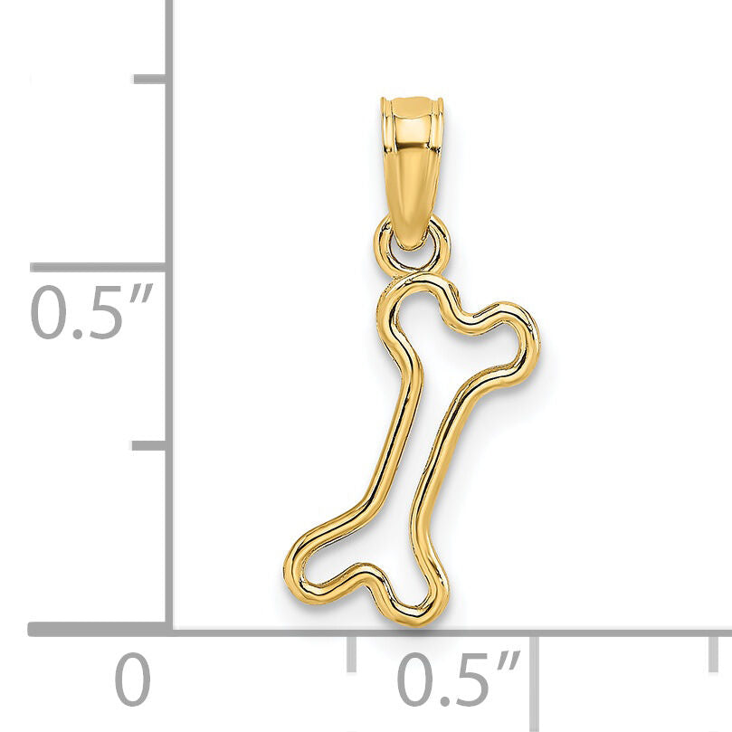 14K Cut-Out Polished Mini Dog Bone Charm-K7270