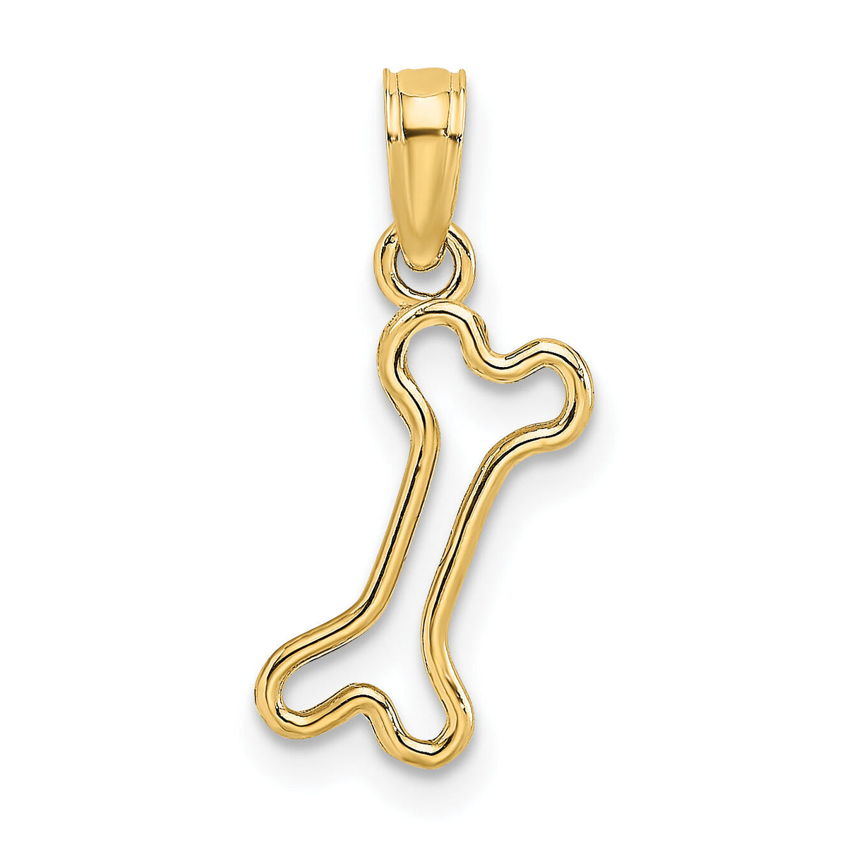 14K Cut-Out Polished Mini Dog Bone Charm-K7270