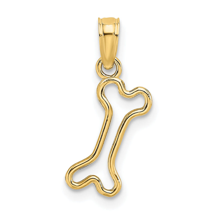 14K Cut-Out Polished Mini Dog Bone Charm-K7270