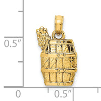 14K Wine Barrel With Grapes Charm-K7271