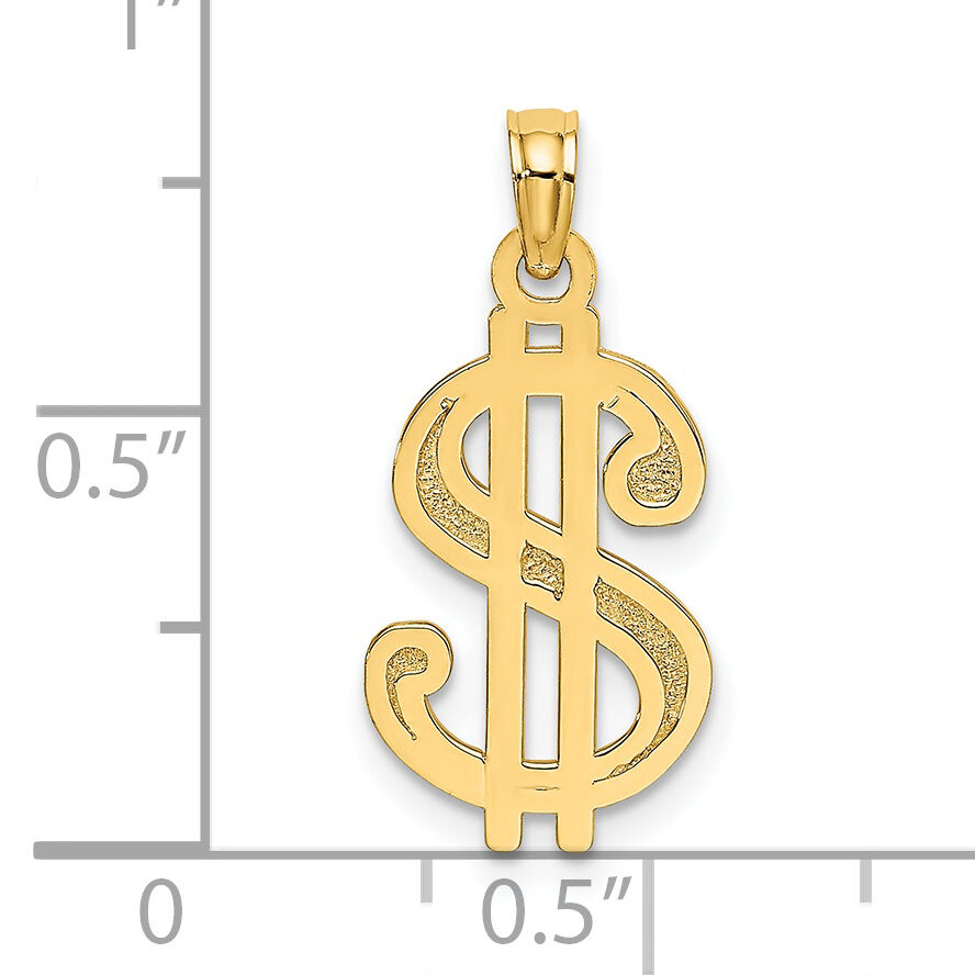 14K Textured Dollar Sign Charm-K7272