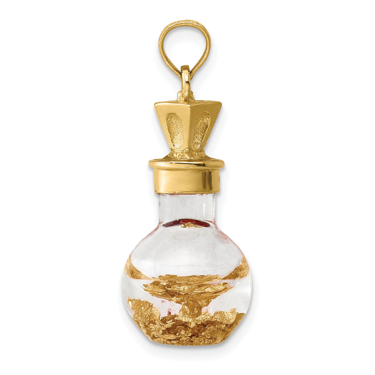 14K 3-D Gold Leaf In Bottle Charm-K7273