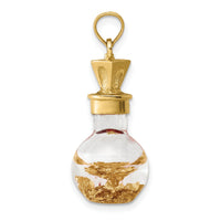 14K 3-D Gold Leaf In Bottle Charm-K7273