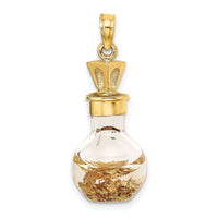 14K 3-D Gold Leaf In Bottle Charm-K7273