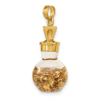 14K 3-D Gold Leaf In Bottle Charm-K7273