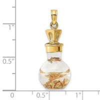 14K 3-D Gold Leaf In Bottle Charm-K7273