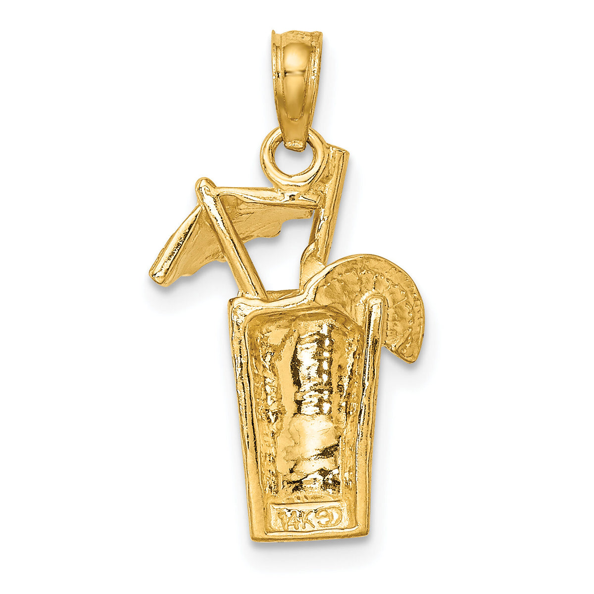 14K Cocktail Drink w/ Umbrella Charm-K7275