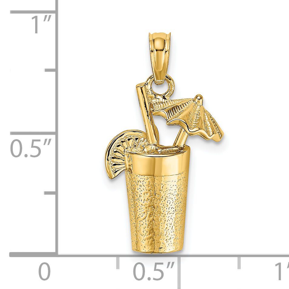 14K Cocktail Drink w/ Umbrella Charm-K7275