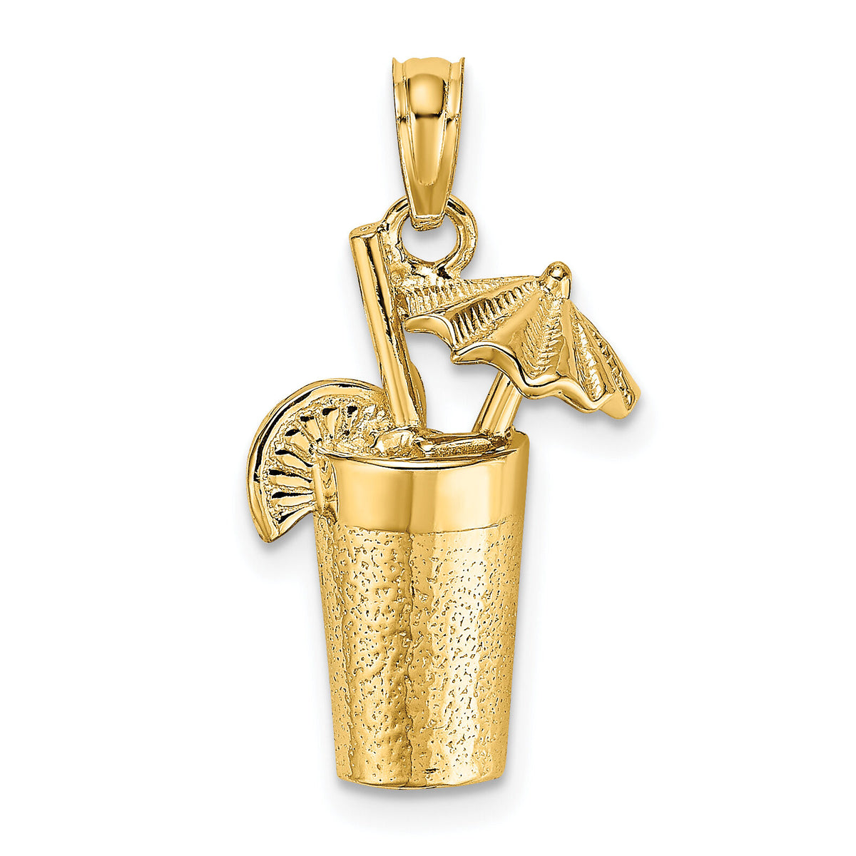 14K Cocktail Drink w/ Umbrella Charm-K7275