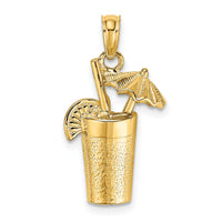 14K Cocktail Drink w/ Umbrella Charm-K7275