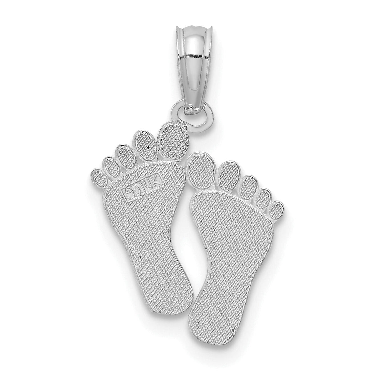 14K White Gold  Double Feet Hang Ten Style Charm-K7278W