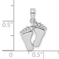 14K White Gold  Double Feet Hang Ten Style Charm-K7278W