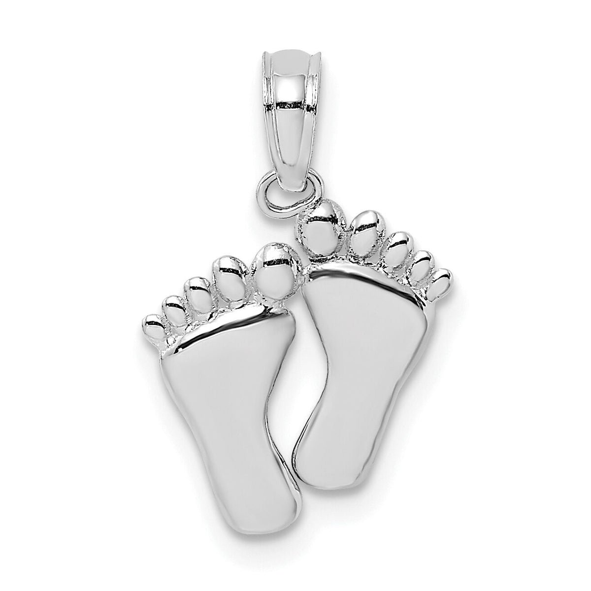 14K White Gold  Double Feet Hang Ten Style Charm-K7278W