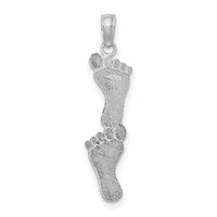 14K White Gold Polished Double Vertical Feet Charm-K7279W