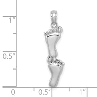 14K White Gold Polished Double Vertical Feet Charm-K7279W
