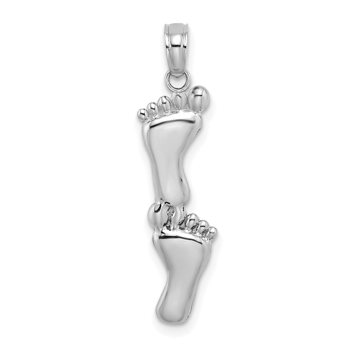 14K White Gold Polished Double Vertical Feet Charm-K7279W