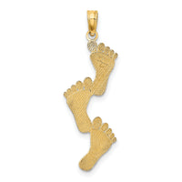 14K Polished Triple Vertical Feet Charm-K7280