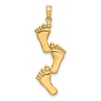 14K Polished Triple Vertical Feet Charm-K7280
