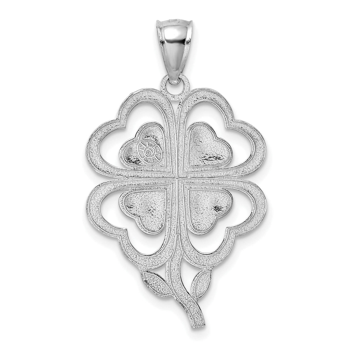14K White Gold 4-Leaf Clover Charm-K7285W