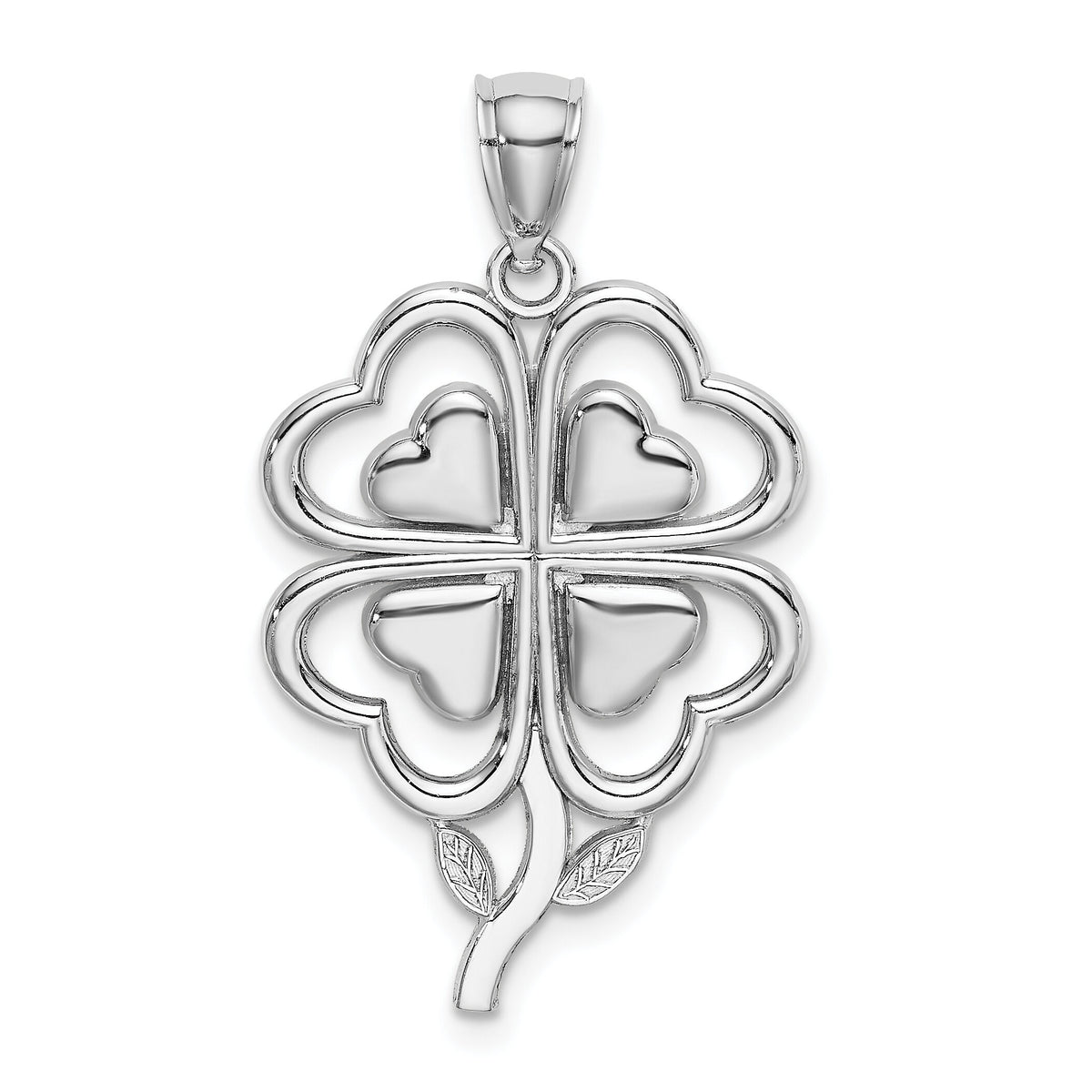 14K White Gold 4-Leaf Clover Charm-K7285W