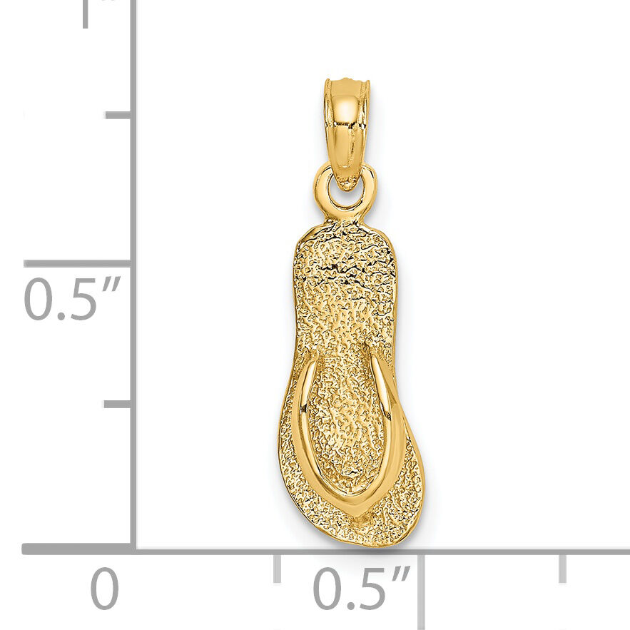 14K Single Polished Strap Flip-Flop Charm-K7291