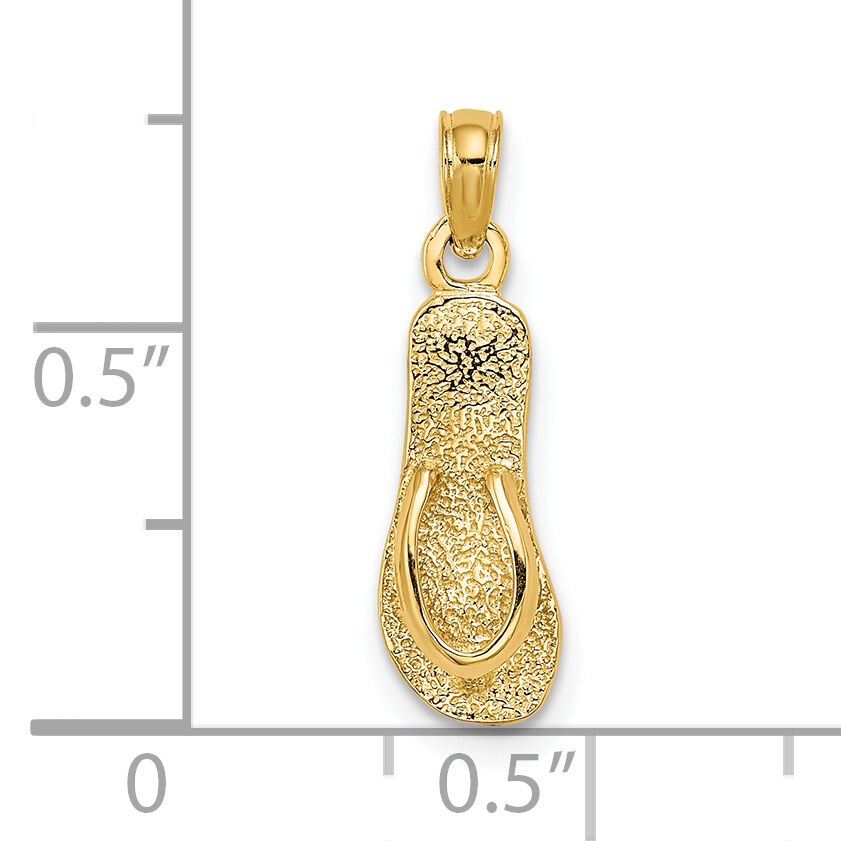 14K Single Polished Strap Flip-Flop Charm-K7292