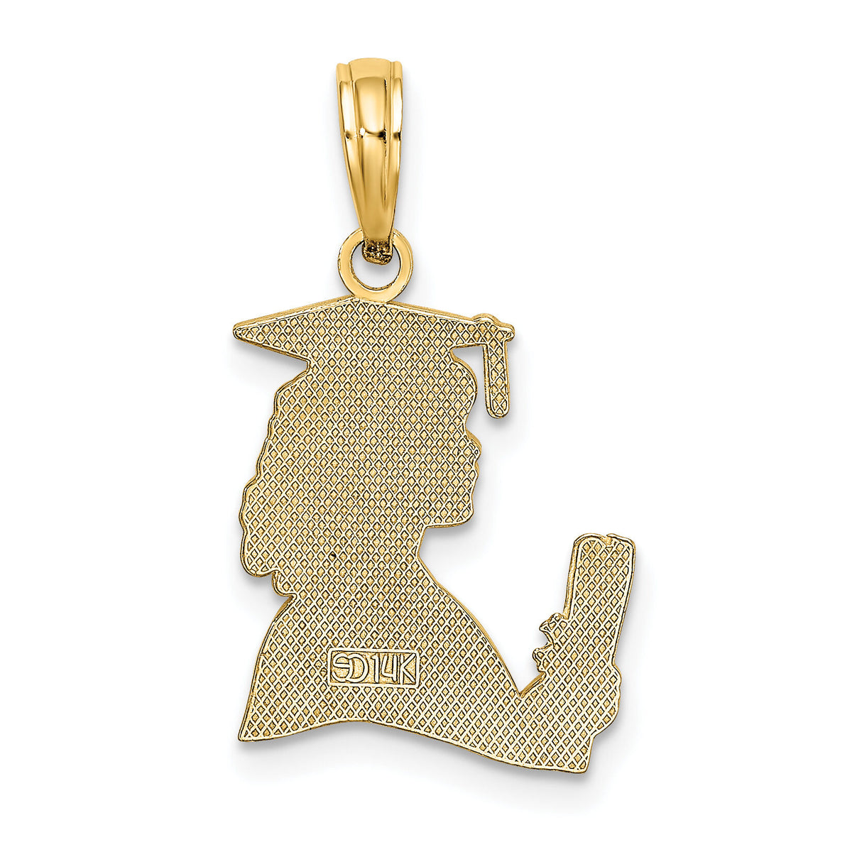 14K Polished Female Graduation Profile w/ Diploma Charm-K7295
