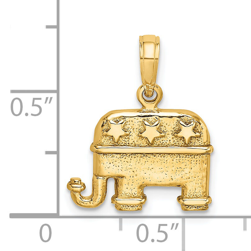 14K 3-D Textured Republican Elephant Charm-K7300
