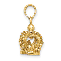 14K 3-D Polished Crown Charm-K7301