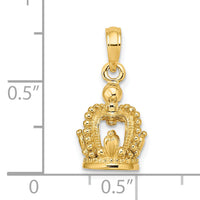 14K 3-D Polished Crown Charm-K7301