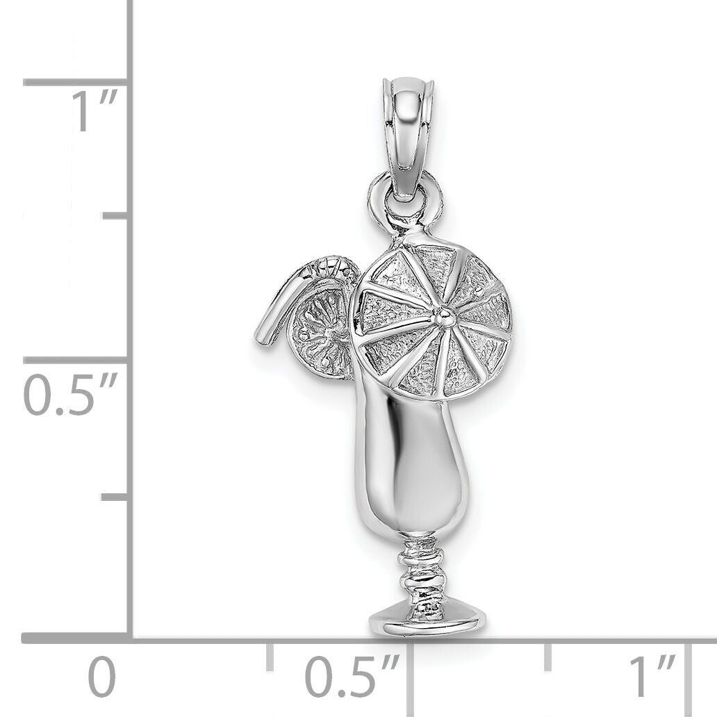 14K White Gold Polished Tropical Drink Charm-K7302W