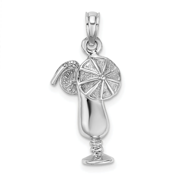 14K White Gold Polished Tropical Drink Charm-K7302W