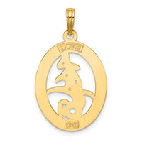 14K Chinese Love Symbol In Engraved Oval Frame Charm-K7305