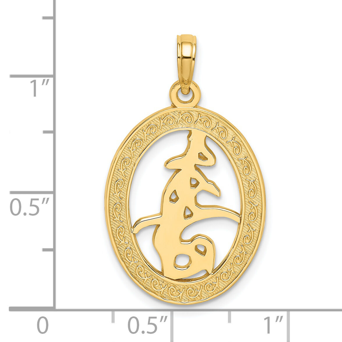 14K Chinese Love Symbol In Engraved Oval Frame Charm-K7305