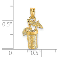 14K Cocktail Drink w/ Umbrella Charm-K7306