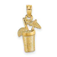 14K Cocktail Drink w/ Umbrella Charm-K7306