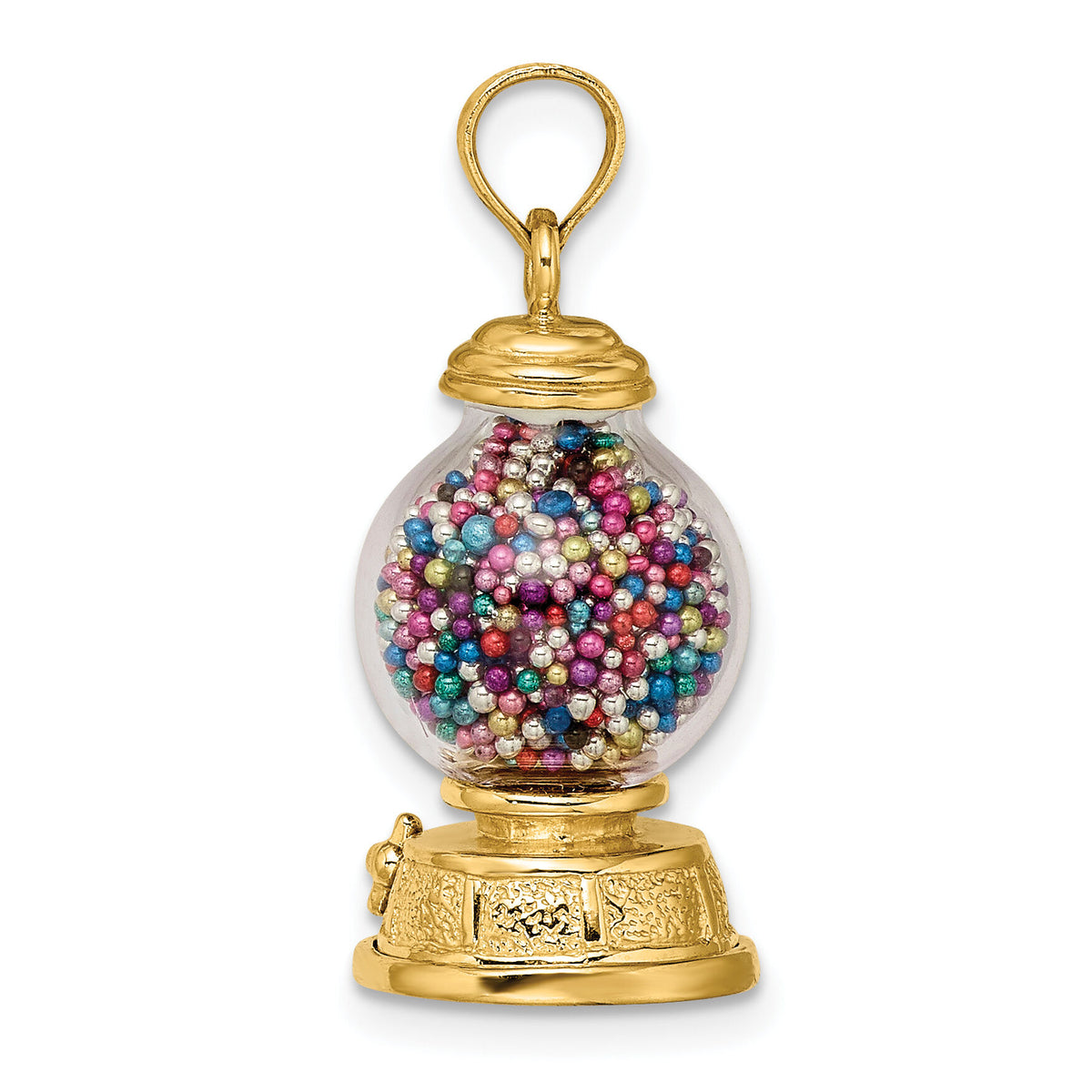 14K 3-D Moveable Gumball Machine Glass Pendant-K7307